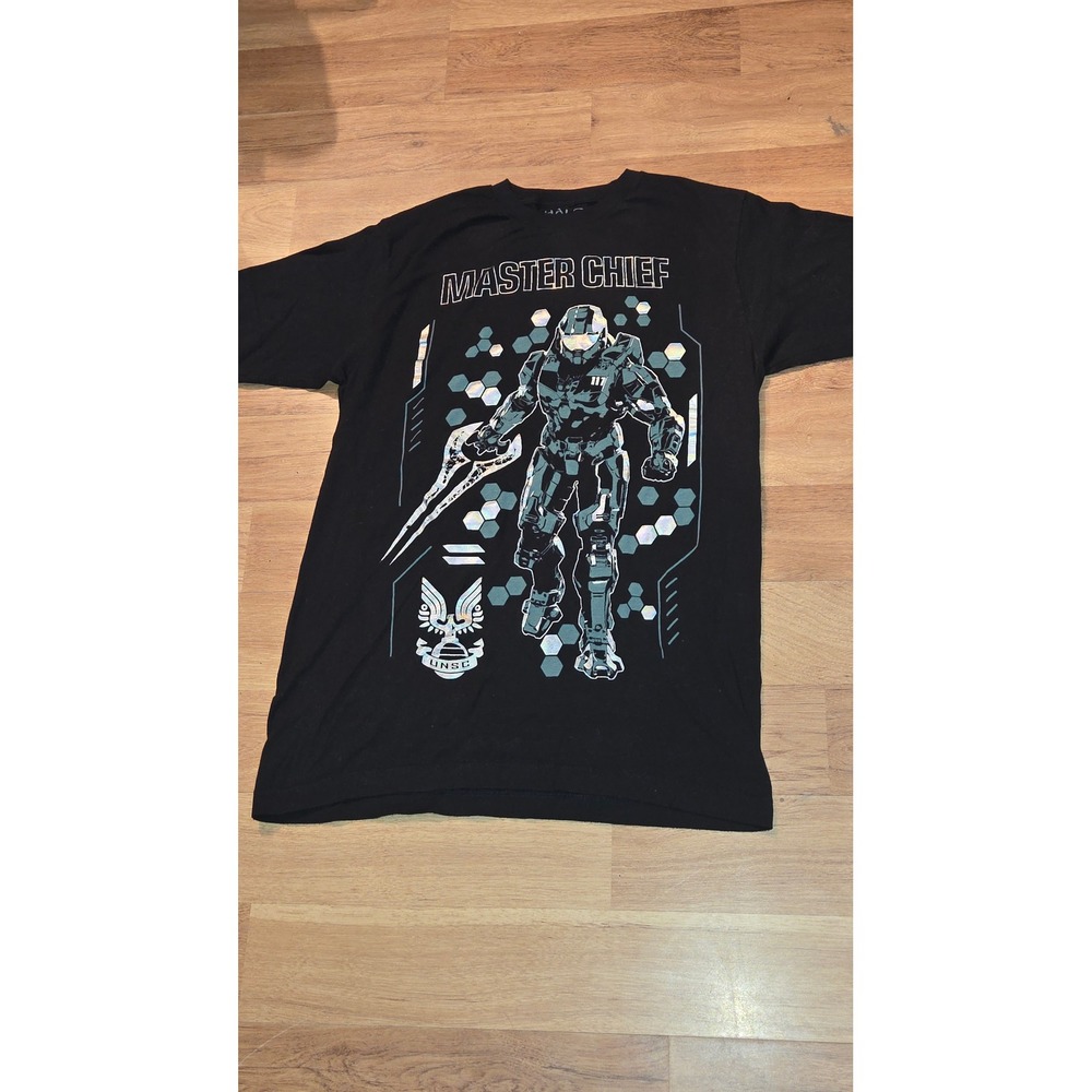 Halo Master Chief Spartan 117 Mens Graphic T-Shirt Black Medium UNSC Xbox Gaming